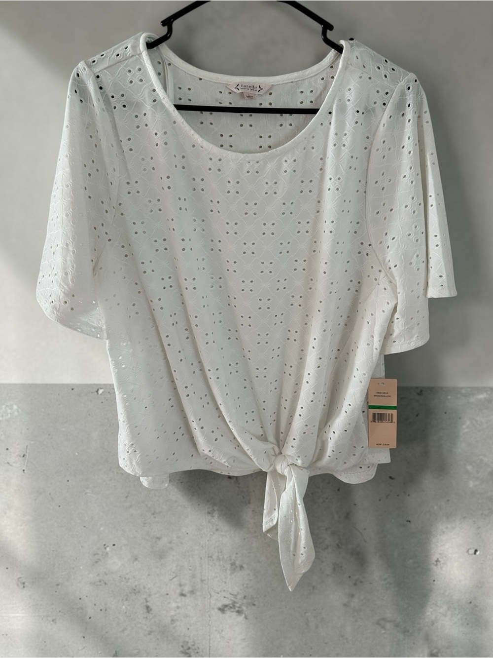Nanette‎ Lepore White Eyelet Tie-Front Crop Top